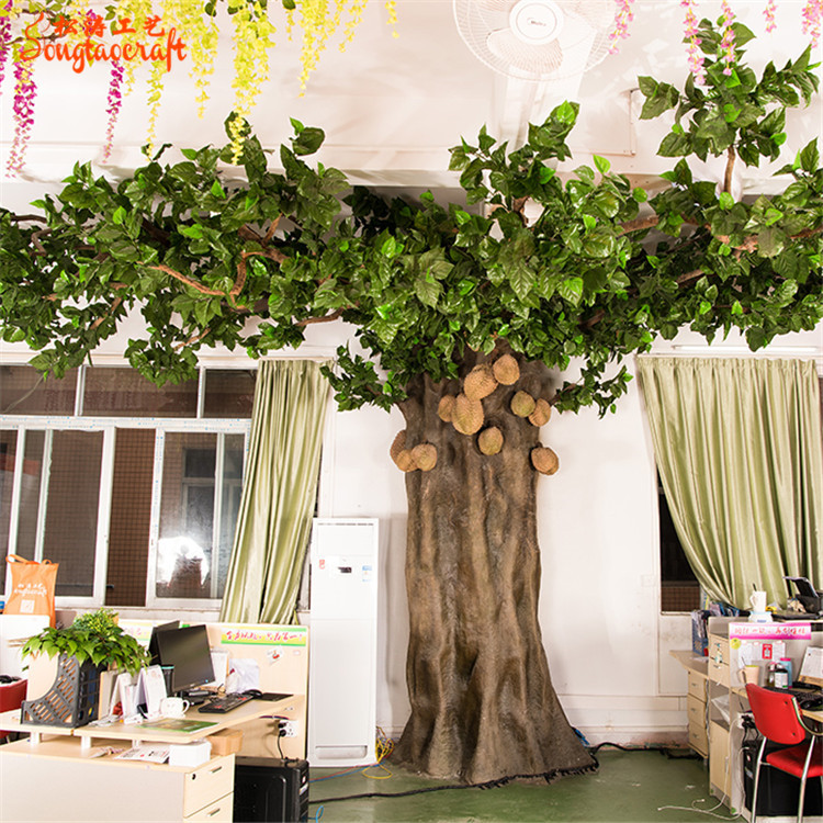 松濤辦公室內包柱子仿真樹假植物設計